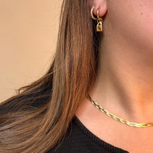 Load image into Gallery viewer, Authentic repurposed Fendi logo lock earrings
