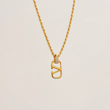 Load image into Gallery viewer, Authentic repurposed Valentino logo crystal necklace
