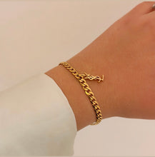 Load image into Gallery viewer, Authentic repurposed YSL logo bracelet
