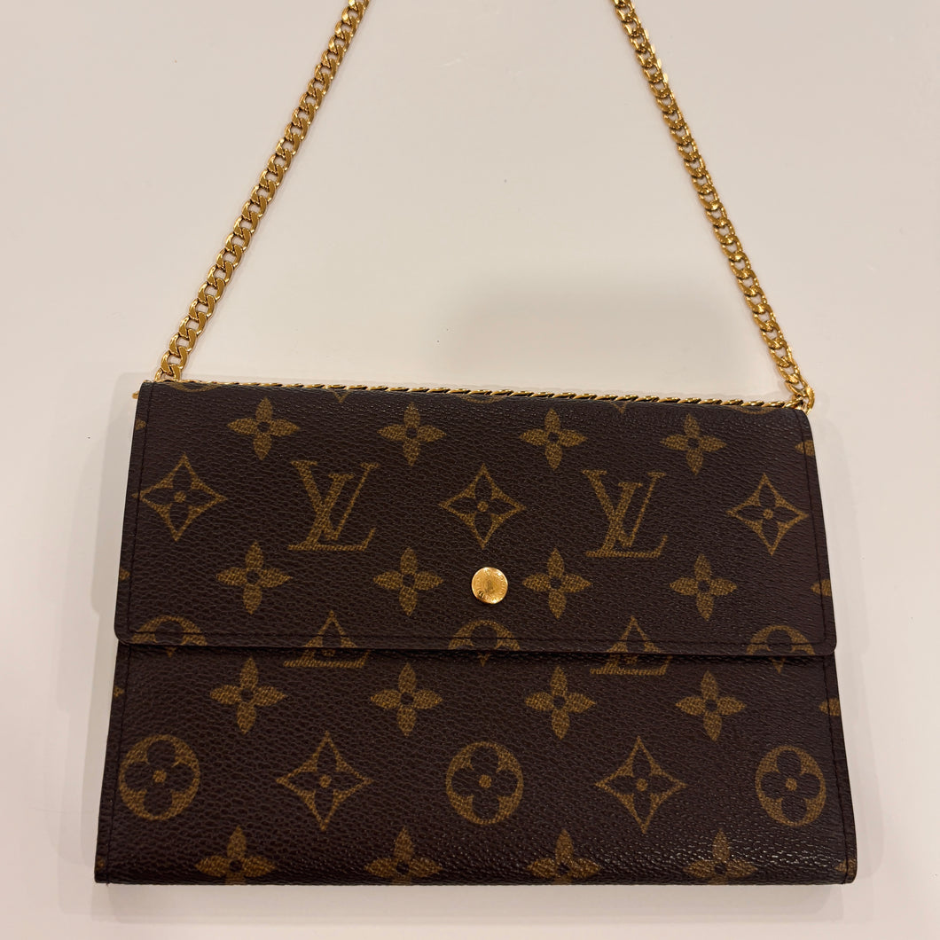 Authentic Louis Vuitton wallet with crossbody chain