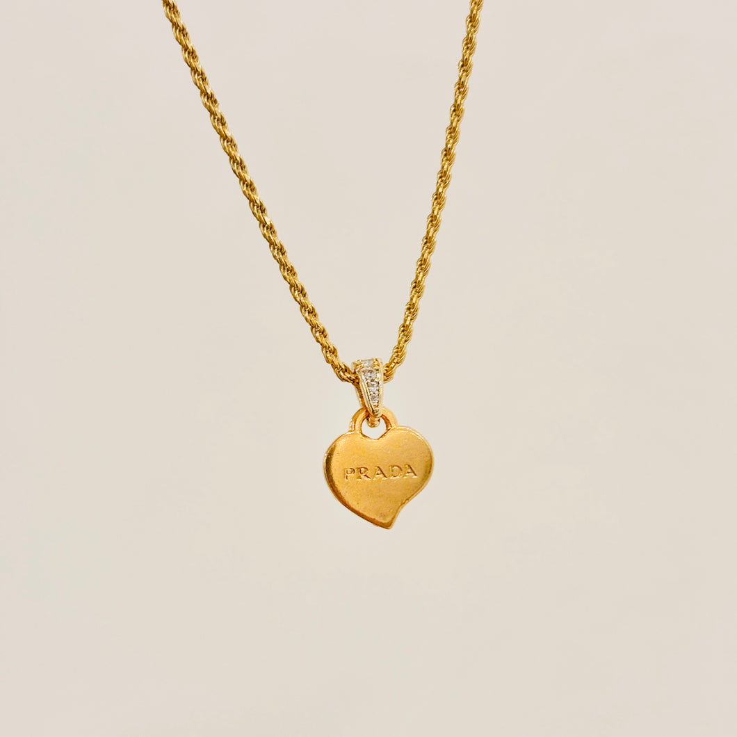 Authentic repurposed Prada heart necklace