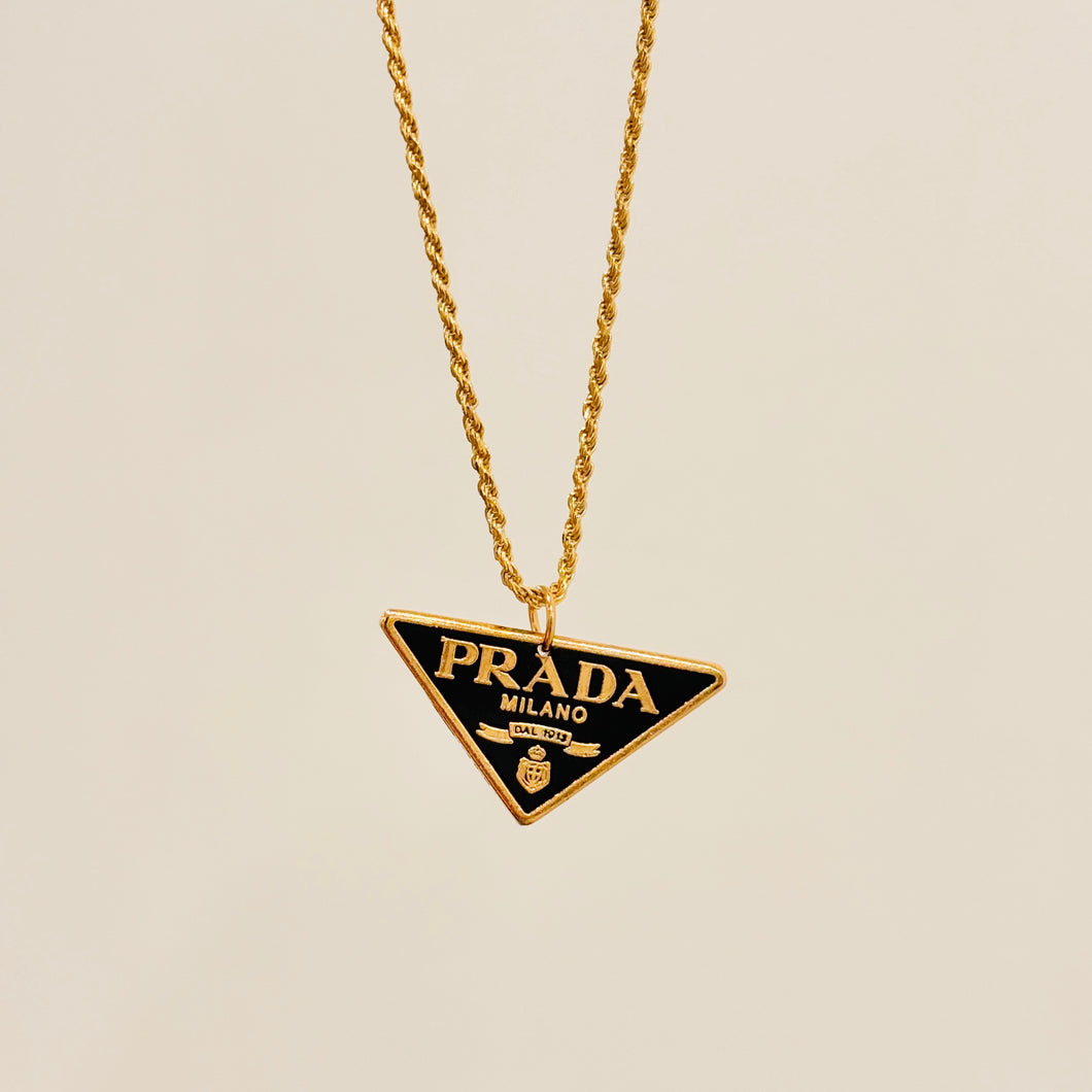 Authentic repurposed Prada logo necklace