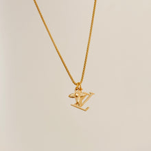 Load image into Gallery viewer, Authentic repurposed Louis Vuitton logo monogram charm necklace
