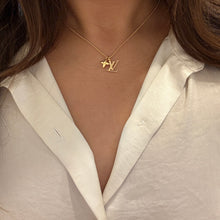 Load image into Gallery viewer, Authentic repurposed Louis Vuitton logo monogram charm necklace
