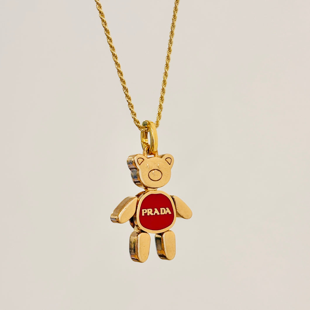 Authentic repurposed Prada bear necklace/ keychain