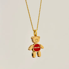 Load image into Gallery viewer, Authentic repurposed Prada bear necklace/ keychain
