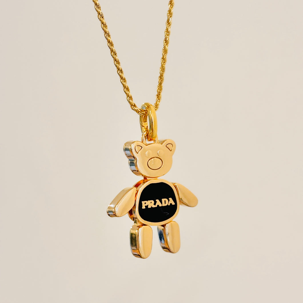 Authentic repurposed Prada bear necklace/ keychain