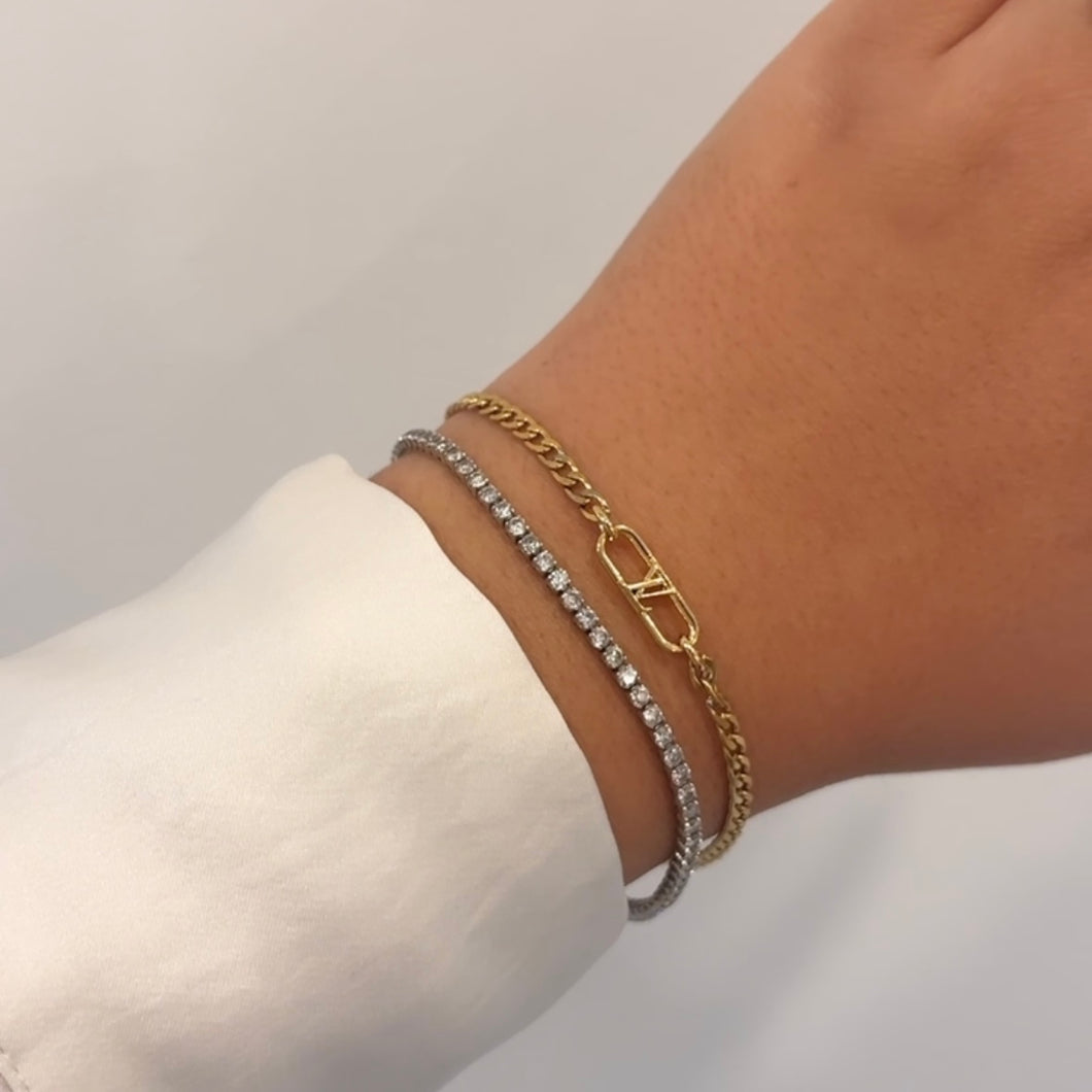 Authentic repurposed Louis Vuitton logo bracelet