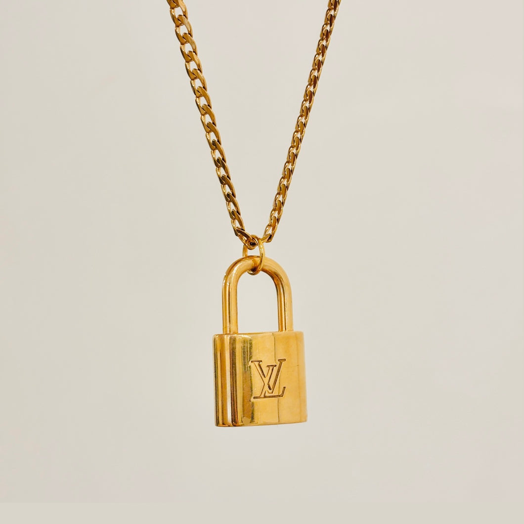 Authentic repurposed Louis Vuitton lock & key necklace