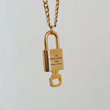 Load image into Gallery viewer, Authentic repurposed Louis Vuitton lock &amp; key necklace
