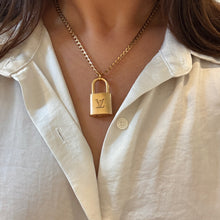 Load image into Gallery viewer, Authentic repurposed Louis Vuitton lock &amp; key necklace
