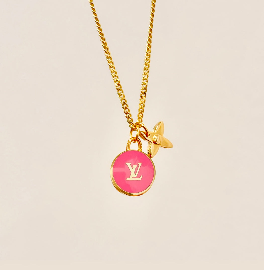 Authentic repurposed Louis Vuitton monogram charm necklace