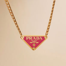 Load image into Gallery viewer, Authentic repurposed Prada 16” logo necklace - larger size
