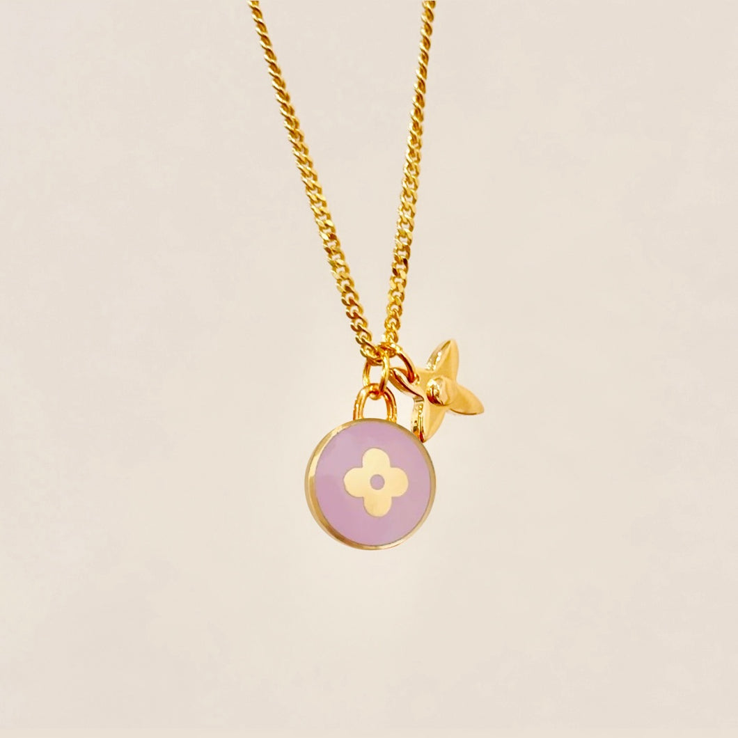 Authentic repurposed Louis Vuitton monogram charm necklace