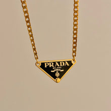 Load image into Gallery viewer, Authentic repurposed Prada 16” logo necklace - larger size dark brown
