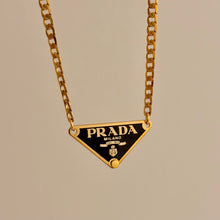 Load image into Gallery viewer, Authentic repurposed Prada 16” logo necklace - larger size dark brown
