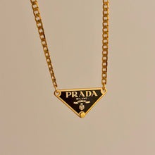 Load image into Gallery viewer, Authentic repurposed Prada 16” logo necklace - larger size dark brown
