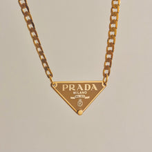 Load image into Gallery viewer, Authentic repurposed Prada 16” logo necklace - nude
