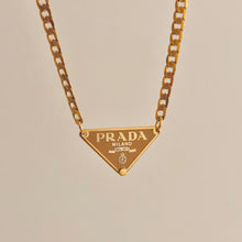 Load image into Gallery viewer, Authentic repurposed Prada 16” logo necklace - nude
