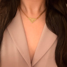 Load image into Gallery viewer, Authentic repurposed Prada 16” logo necklace - nude
