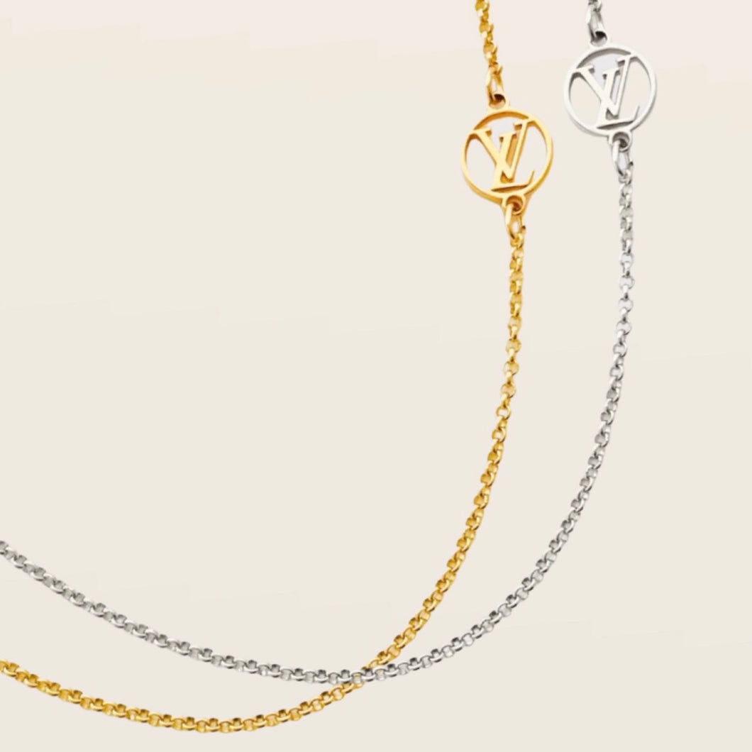 Authentic repurposed Louis Vuitton logo necklace