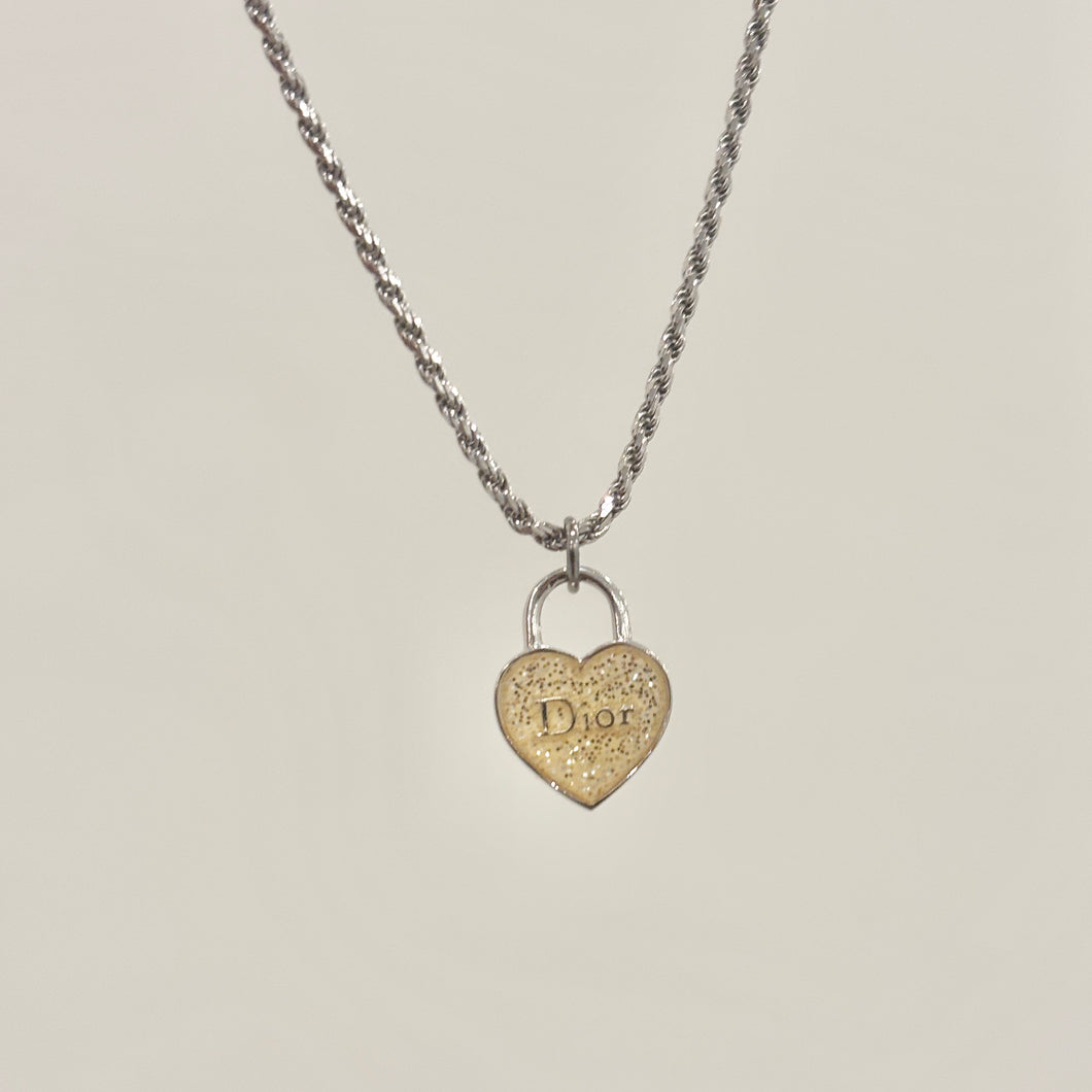 Authentic repurposed small Dior heart necklace