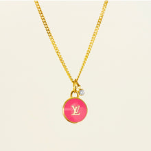 Load image into Gallery viewer, Authentic repurposed Louis Vuitton monogram necklace with crystal charm
