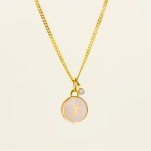 Load image into Gallery viewer, Authentic repurposed Louis Vuitton monogram necklace with crystal charm
