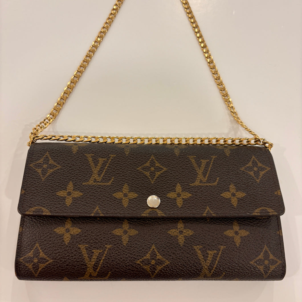 Authentic Louis Vuitton wallet with crossbody chain