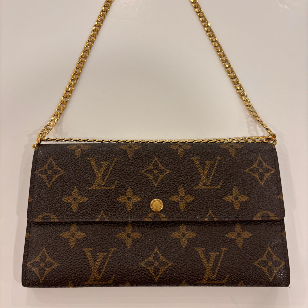 Authentic Louis Vuitton wallet with crossbody chain
