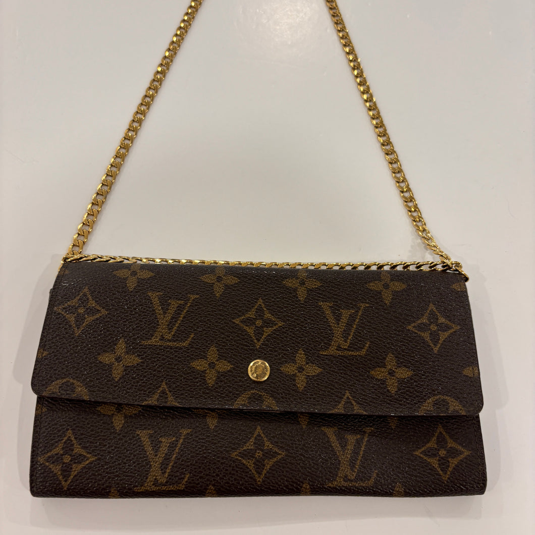 Authentic Louis Vuitton wallet with crossbody chain