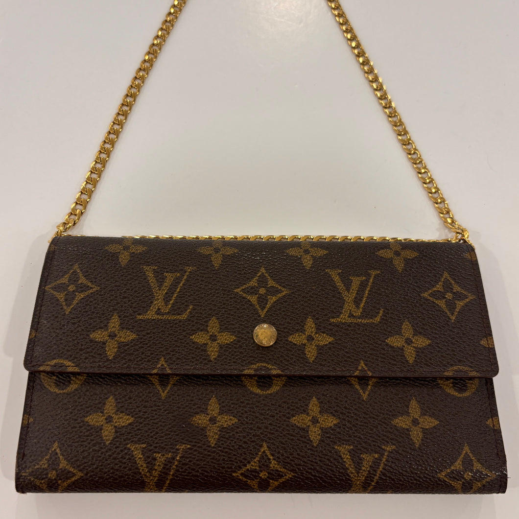 Authentic Louis Vuitton wallet with crossbody chain