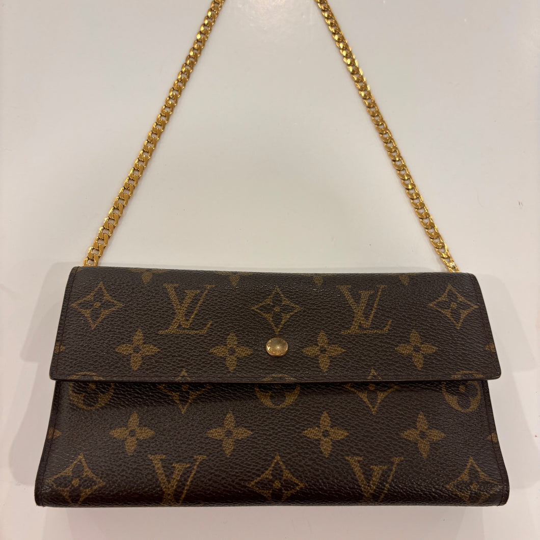 Authentic Louis Vuitton wallet with crossbody chain