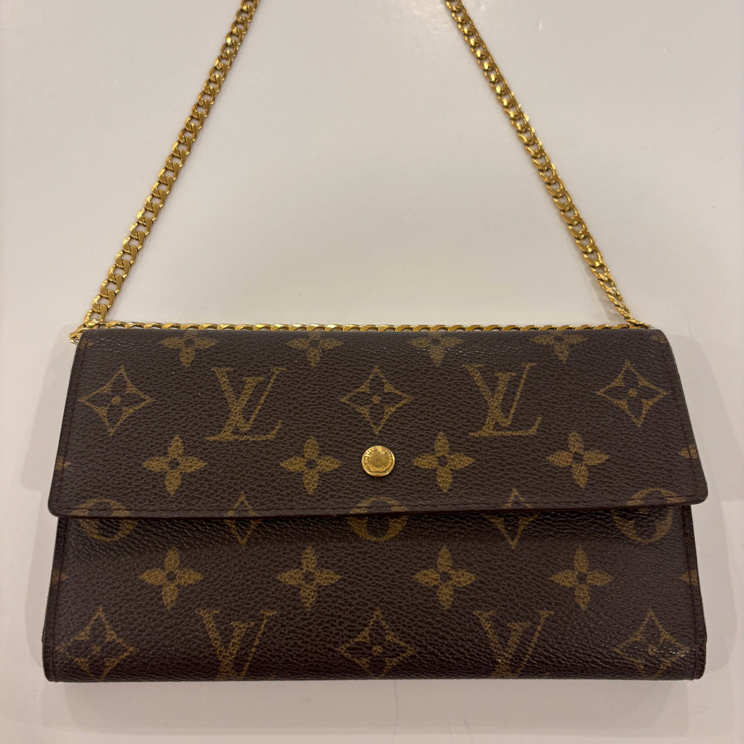 Authentic Louis Vuitton wallet with crossbody chain