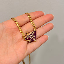 Load image into Gallery viewer, Authentic repurposed Prada 16” logo necklace - dark burgundy
