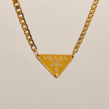Load image into Gallery viewer, Authentic repurposed Prada 16” logo necklace - yellow
