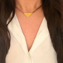 Load image into Gallery viewer, Authentic repurposed Prada 16” logo necklace - yellow
