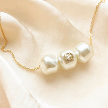 Load image into Gallery viewer, Authentic repurposed Gucci pearl logo necklace
