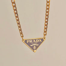 Load image into Gallery viewer, Authentic repurposed Prada 16” logo necklace - lilac

