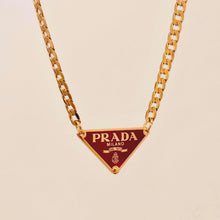 Load image into Gallery viewer, Authentic repurposed Prada 16” logo necklace - cherry red

