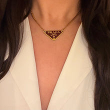 Load image into Gallery viewer, Authentic repurposed Prada 16” logo necklace - plum larger size
