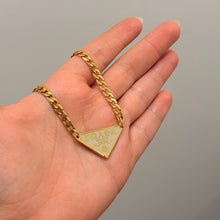 Load image into Gallery viewer, Authentic repurposed Prada 16” logo necklace - ivory
