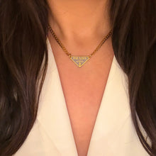 Load image into Gallery viewer, Authentic repurposed Prada 16” logo necklace - lilac
