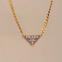 Load image into Gallery viewer, Authentic repurposed Prada 16” logo necklace - purple
