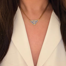 Load image into Gallery viewer, Authentic repurposed Prada 16” logo necklace - purple
