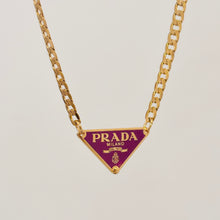 Load image into Gallery viewer, Authentic repurposed Prada 16” logo necklace - plum
