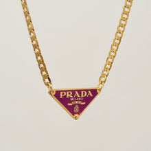 Load image into Gallery viewer, Authentic repurposed Prada 16” logo necklace - plum
