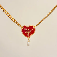 Load image into Gallery viewer, Authentic repurposed Prada 16” heart necklace
