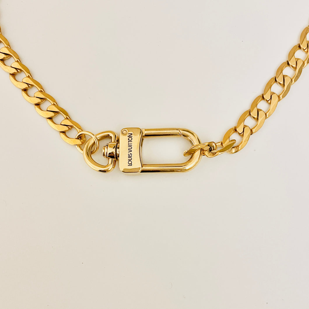 Authentic repurposed Louis Vuitton 16” engraved necklace