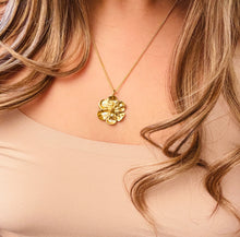 Load image into Gallery viewer, Authentic repurposed Gucci flower necklace - stamped Gucci at back
